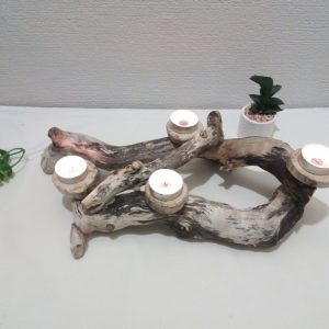 Driftwood Tealight Candle Holder Wedding Table Centerpiece (4)