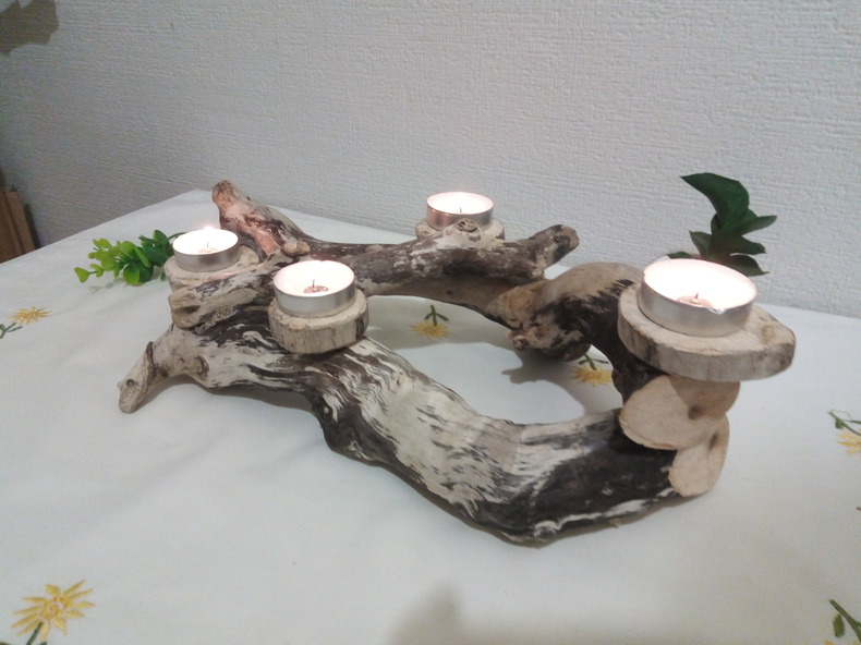 Driftwood Tealight Candle Holder Wedding Table Centerpiece (4)
