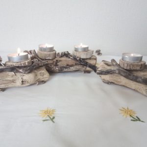 Driftwood Tealight Candle Holders - Set of 3 Coastal Table Decoration (2)