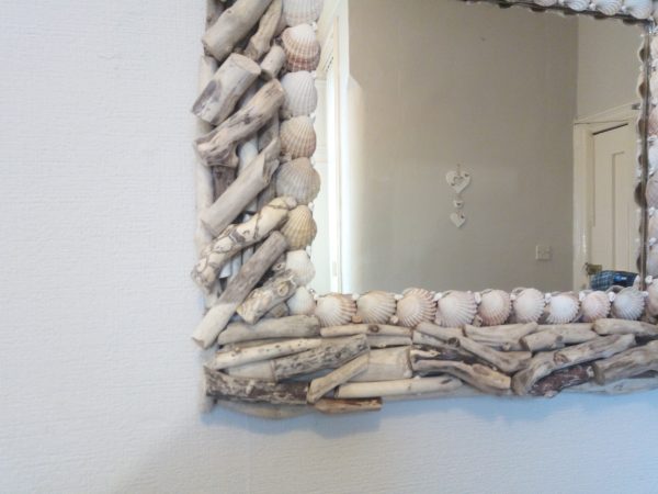 Driftwood and Sea Shell Mirror - Shabby Chic Wall Decoration (3)