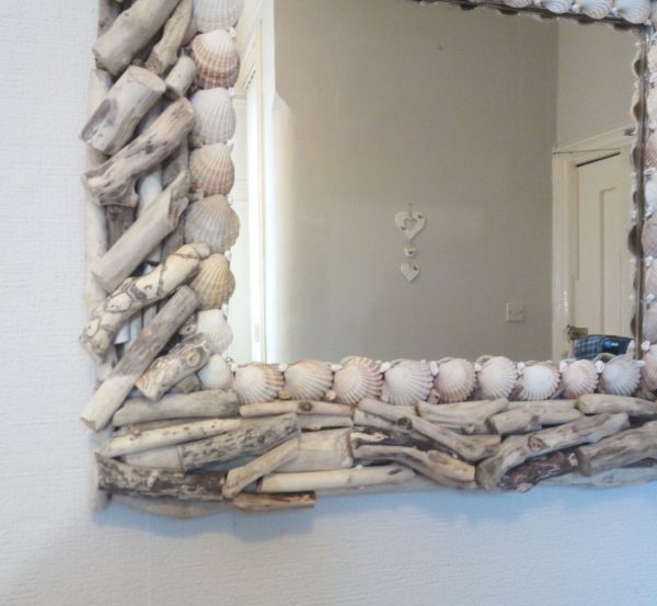 Driftwood and Sea Shell Mirror - Shabby Chic Wall Decoration (4)