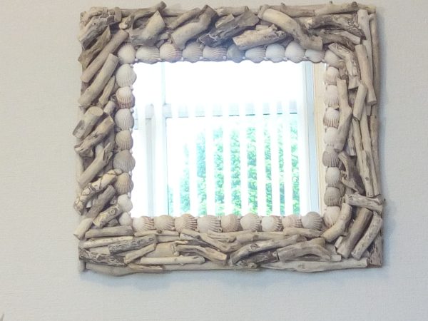 Driftwood and Sea Shell Mirror - Shabby Chic Wall Decoration (8)