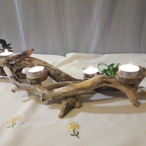 Wedding Table Centerpiece Driftwood Tealight Candle Holder (2)