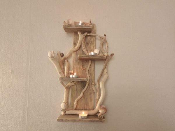 driftwood candle wall sconce home decor (1)